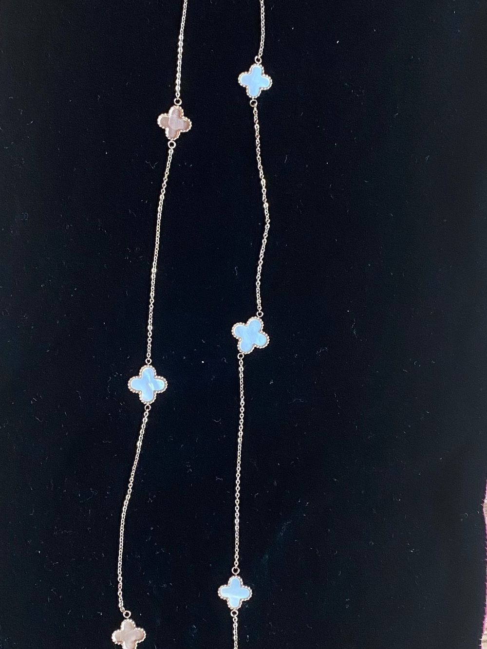 Delicate four White Clover and two rose golStation Long Necklace - Women Jewelry
